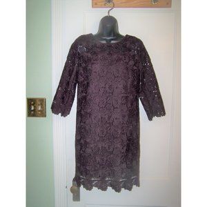 Ann Taylor Loft Dress Lace Wine 4 Lined LS NWT